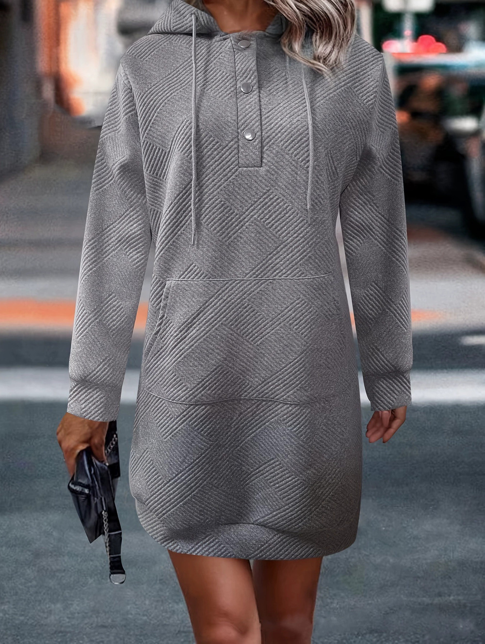 ZARA Womens Casual Chic Plaid Midi Sweatshirt Dress